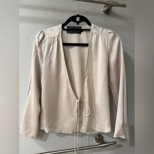 Realisation Par Silk Champagne Tie-Front Blouse Size XXS